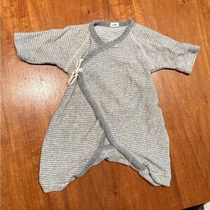 Makie Gray and White Striped Baby Romper